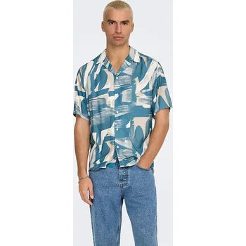 Pánská košile Košile ONLY & SONS Hellblau/ Beige/ Weiß 8875753 XXL
