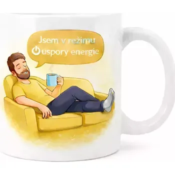 Hrnek s potiskem 330 ml úspora energie žlutý žlutý CZ