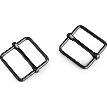 Posunovač na popruhy šíře 26 mm čtvercový, velké, 3 nikl černý