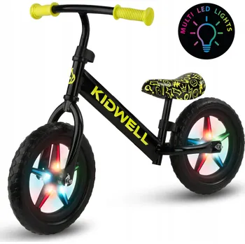 Odrážedlo Odrážedlo pro děti Kidwell Rebel LED Neonově žluté, svítící kola