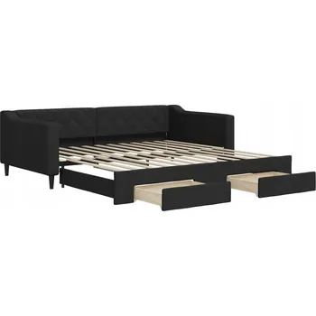 Obývací pokoj VidaXL Rozkládací pohovka se zásuvkami, černá, 100x200 cm, látka