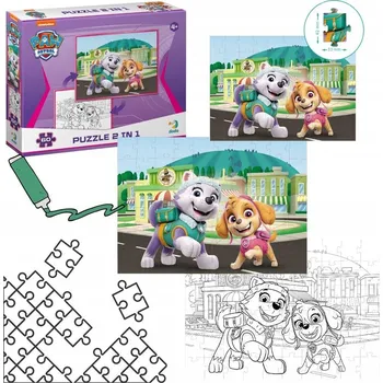 Puzzle PUZZLE 2v1 Tlapková patrola 60 DÍLKŮ OMALOVÁNKA A SKLÁDAČKA V JEDNOM 200161