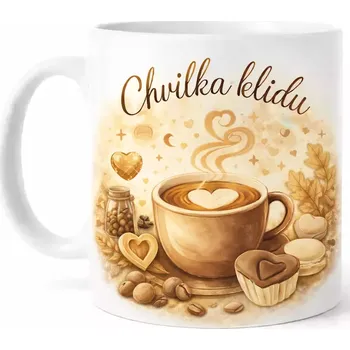 Hrnek s potiskem 330 ml chvilka klidu hnědý hnědý CZ