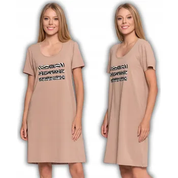 Dámské noční prádlo NOČNÍ KOŠILE , krátký rukáv, MORAJ zvířecí vzor, stylová, mokka, XL