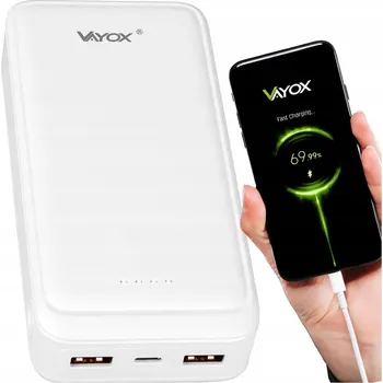 Powerbanka POWERBANKA 20000mAh 20W USB C 2xUSB RYCHLÉ NABÍJENÍ QC PD POWER BANK VAYOX