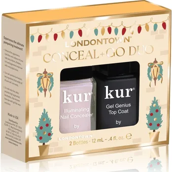 Lak na nehty LONDONTOWN kur Conceal and Go Pink set top coat a rozjasňovač na nehty