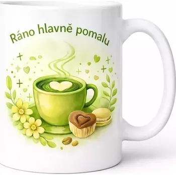 Hrnek s potiskem 330 ml ráno pomalu zelený zelený CZ