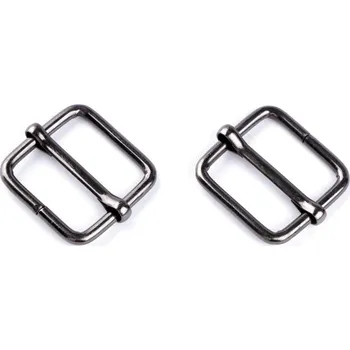 Posunovač na popruhy šíře 20 mm čtvercový, střední, 4 nikl černý