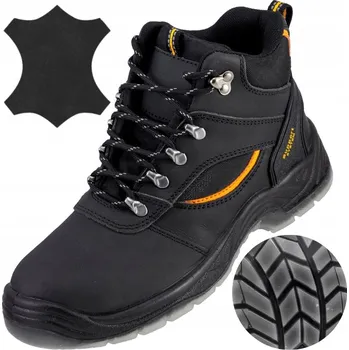 Pracovní obuv Pánské pracovní boty Kotníkové pracovní boty kožené černé bez ocelové špičky velikost 47