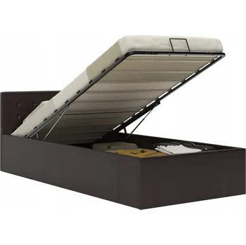 Postel Rám postele čalouněný ekokůží šedý 211 x 108 x 73 cm s mechanismem zvedání