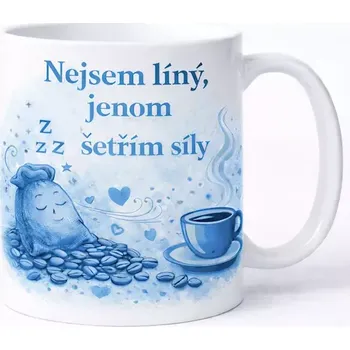 Hrnek s potiskem 330 ml šetřím síly modrý modrý CZ