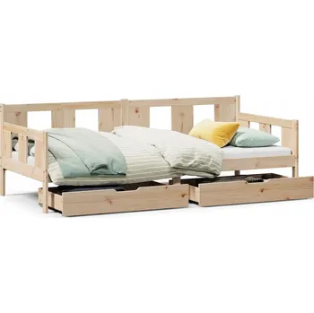 Pohovka Rozkládací postel-pohovka se zásuvkami, masivní borovicové dřevo, 203,5 x 96 x 69,5