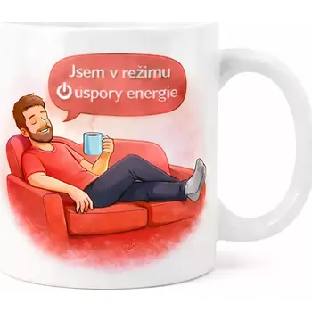 Hrnek s potiskem 330 ml úspora energie červený červený CZ