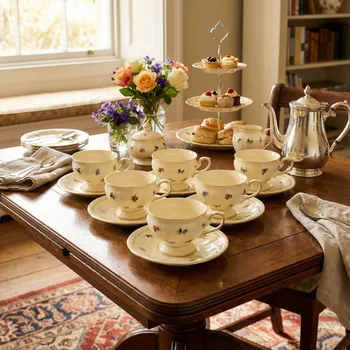 DUO ENGLAND Šálky na kávu a čaj s podšálky VÁNOCE 220 ml 6 ks.