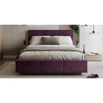 Postel Čalouněná postel AVEIRO 140x200 s kovovým zdvižným roštem PARIS FIALOVÁ