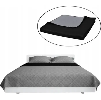 Přehoz na lůžko Oboustranný prošívaná přehoz na postel, černo-šedý, 170x210 cm