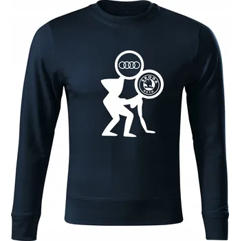 Pánská mikina Mikina bez kapuce D196 AUDI VS SKODA tmavě modrá vel L