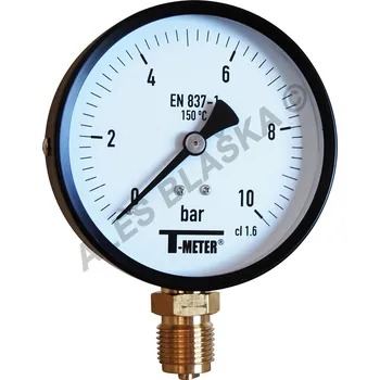 Měřič tělesných funkcí Manometr spodní vývod s kovovým pouzdrem, průměr 100mm - tlakoměr - 0-1,6 bar 1619