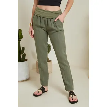 Dámské kalhoty Le Monde du Lin Khaki 8903940 38/40