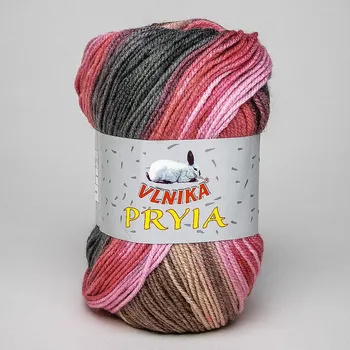Příze Pletací příze Vlnika PRYIA 103 hnědo-růžová, melírovaná, 100g/245m