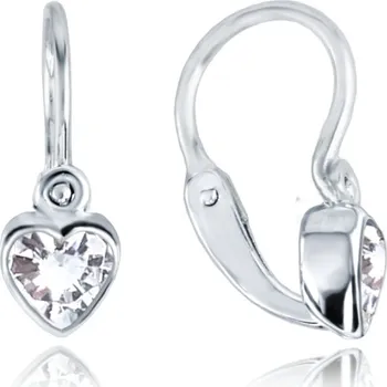 Náušnice Dětské náušnice s předním zapínáním srdíčka z bílého zlata se zirkony Au 585/1000 1,05g