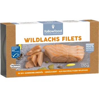 Hotové jídlo Followfood Filety z divokého lososa v bio slunečnicovém oleji 170 g msc MSC Množství: 1 ks