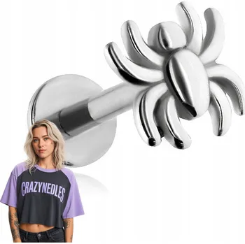 Piercing Labret stříbrný pavouk - HELIX CONCH PIERCING 1,2/6