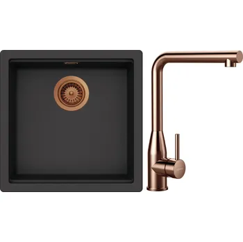 Kuchyňský dřez Set Schock S31-14 (dřez Kiruna N-100 Dusk + baterie Keto Copper brushed + komponenty Copper brushed)
