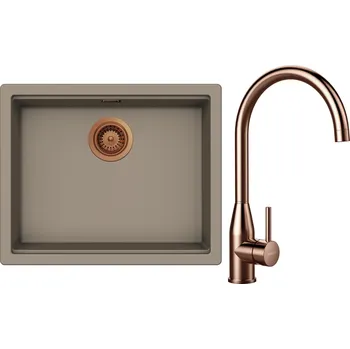 Kuchyňský dřez Set Schock S32-4 (dřez Kiruna N-100L Twilight + baterie Kavus Copper brushed + komponenty Copper brushed)