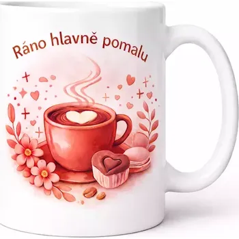 Hrnek s potiskem 330 ml ráno pomalu červený červený CZ