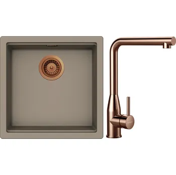 Kuchyňský dřez Set Schock S31-14 (dřez Kiruna N-100 Twilight + baterie Keto Copper brushed + komponenty Copper brushed)