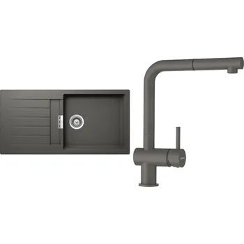 Kuchyňský dřez Set Schock S2-2 (dřez Signus D-100L Silverstone + baterie Epos.120 Silverstone)