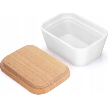 Dóza na potraviny Nádoba na máslo s vodou, dřevěná máselnička s víkem