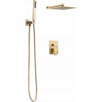 Sprchový set Sprchový set s dešťovou hlavicí 30 cm a ruční sprchou, mosaz, zlatý, nástěnná montáž