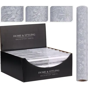 Vánoční dekorace látka DECO ROLL 30x500cm, stříbrná, vánoční