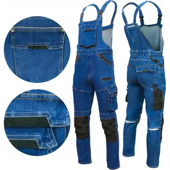 Pracovní obuv Pánské pracovní montérky s laclem Jeans Elastické Pohodlné STRETCH BOZP M