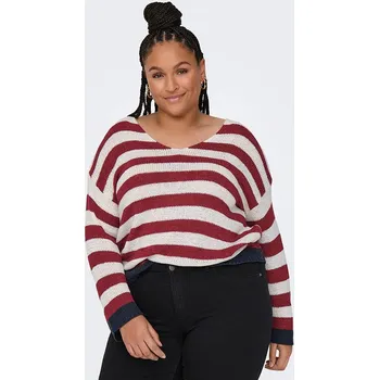 Dámský svetr ONLY Carmakoma Rot/ Weiß 6785485 XL-54