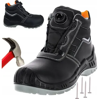 Pracovní obuv Pracovní boty S3S pánské Kotníkové kožené boty s ocelovou špičkou BOZP Vodotěsné BOA 44