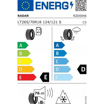 Letní osobní pneu Celoroční pneumatika Radar Renegade A/T 5 265/70R18 124/121 S s přilnavostí na sněhu (3PMSF)