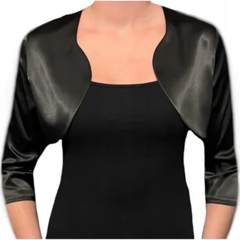 Bolerko Saténové bolerko černé s 3/4 rukávem - Ewa 40