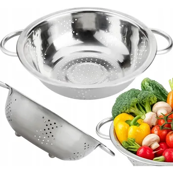 Cedník a síto CEDNÍK SÍTKO KUCHYŇSKÉ KOVOVÉ NA TĚSTOVINY S UCHYTY OCEL 23CM