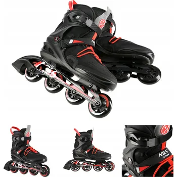 Kolečkové brusle Brusle 2v1 Nils 45 Kolečkové Brusle Černé ABEC7 Hliníkový rám Skate Sport Kaučuk