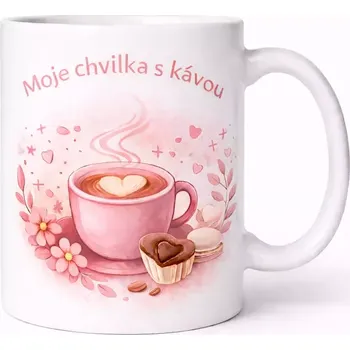 Hrnek 330 ml chvilka s kávou růžový růžový CZ