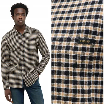 Pánská košile Pánská košile Mustang Eastbridge Černá s drobným vzorem Klasická S