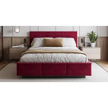 Postel Čalouněná postel AVEIRO 90x200 s kovovým zdvižným roštem PARIS ČERVENÁ