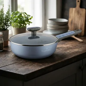 Pánev Nepřilnavá pánev s rukojetí a poklicí STARKE PRO DOUBLE 24 cm