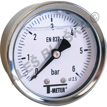Manometr glycerinový zadní vývod, průměr 50mm, nerezový - tlakoměr - 0-6 bar 4130/50