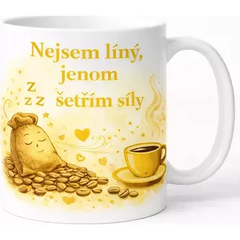 Hrnek s potiskem 330 ml šetřím síly žlutý žlutý CZ