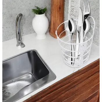 Organizace kuchyně Odkapávač na příbory kovový sušák organizér bílý