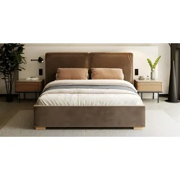 Postel Čalouněná postel BRISTOL 140x200 Hnědá Trinity s úložným prostorem kovový rošt